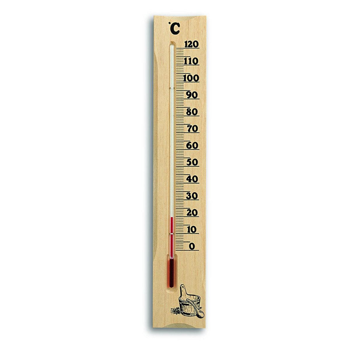 Analogue indoor thermometer made of solid wood